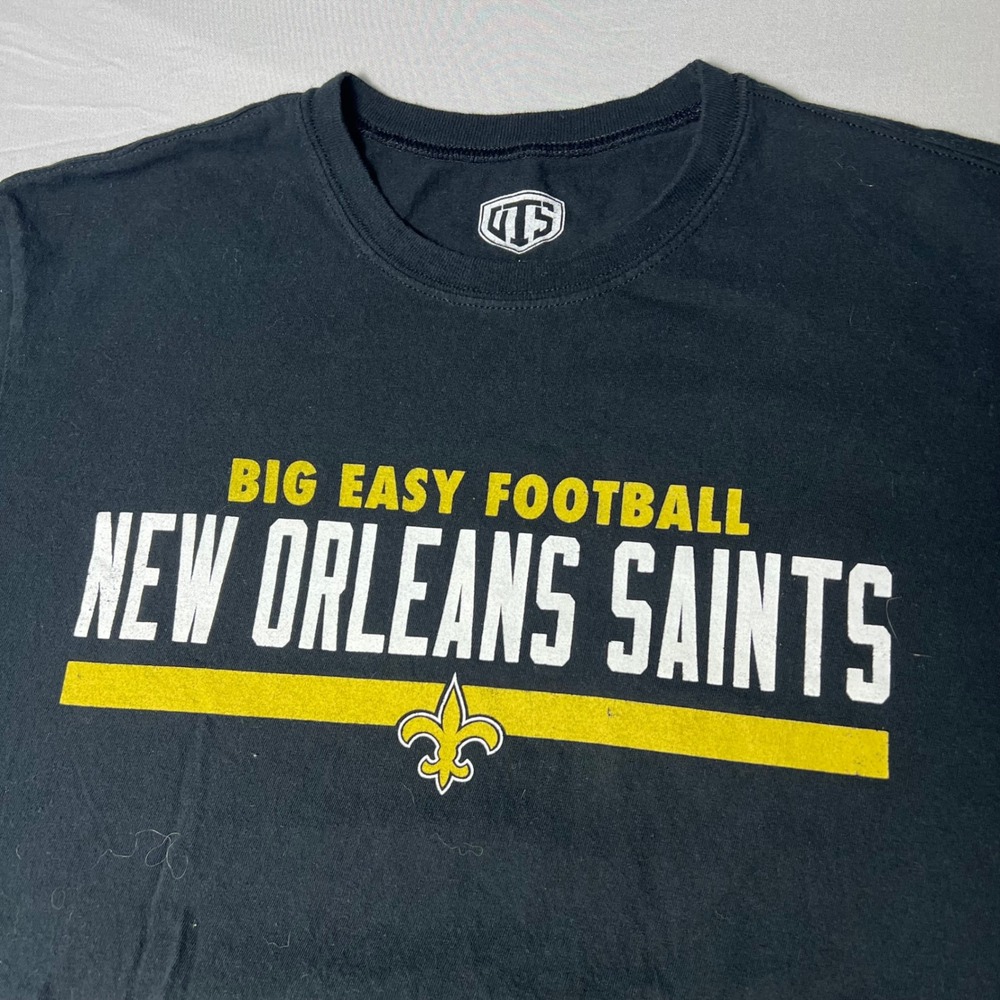 OTS New Orleans Saints Big Easy Football T-Shirt Black Mens Large NFL